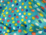 Blue with Multi Polka Dots - Polyester Gauze Voile
