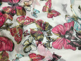 White with Butterflies - Polyester Gauze Voile