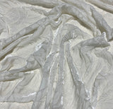 White Floral - Burnout Silk Velvet Fabric