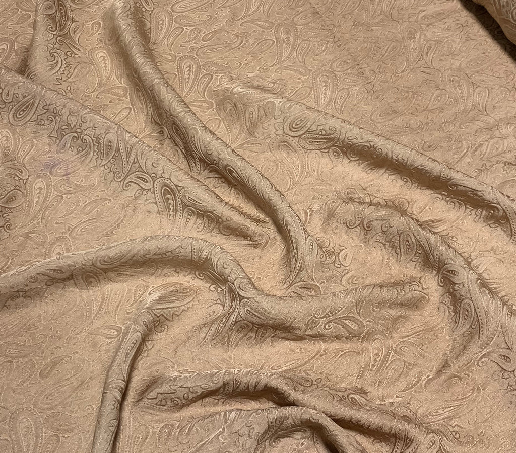 Terra Cotta Brown Paisley - Hand Dyed Silk Jacquard