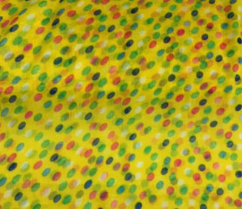 Yellow with Multi Polka Dots - Polyester Gauze Voile