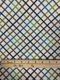 Blue Green & Brown Plaid - Rayon/Linen Fabric