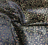 Black & Gold Small Floral - Faux Silk Brocade Fabric