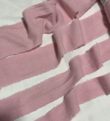 Hand Dyed Baby Pink 100% Silk Noil Ribbon ( 4 Widths to choose from)
