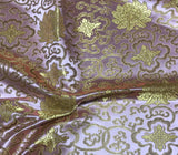 Baby Pink & Gold Medallions - Faux Silk Brocade Fabric