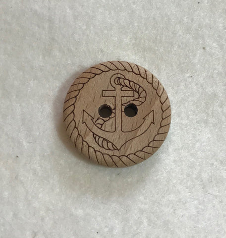 Nautical Ship Anchor Wood Button - Dill Buttons Brand (3 Sizes to Choose From)