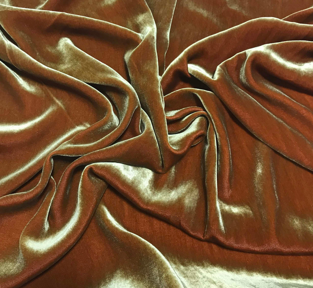 Iridescent Golden Red - Silk Velvet 7"x11" Remnant