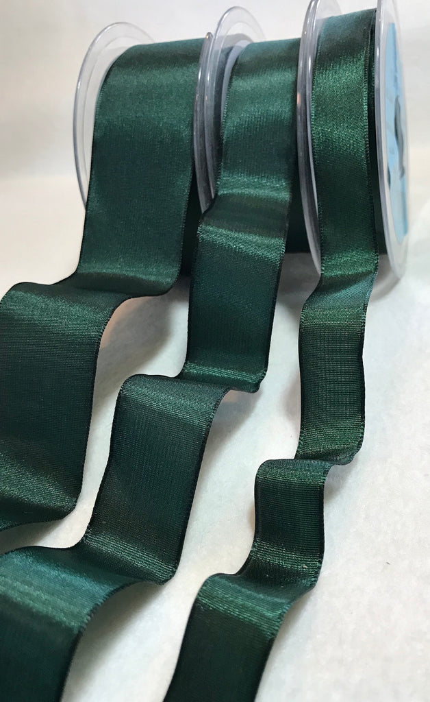 Forest Green Wired Taffeta Ribbon - Made in France (3 Widths to choose from)