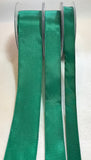 Emerald Green Wired Taffeta Ribbon - Made in France (3 Widths to choose from)