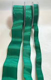 Emerald Green Wired Taffeta Ribbon - Made in France (3 Widths to choose from)