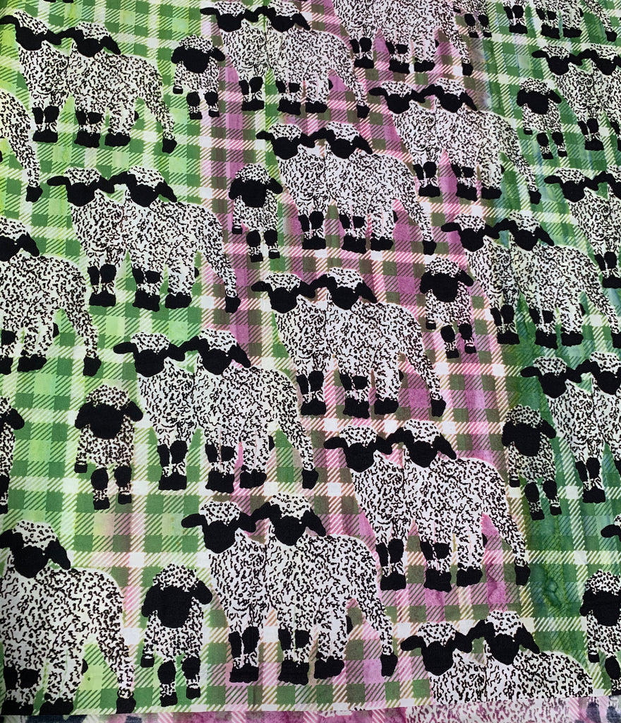 Purple & Green Sheep - Kilts & Quilts - Banyan Batiks Cotton Fabric