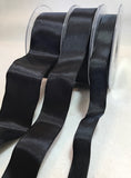 Black Wired Taffeta Ribbon - Made in France (3 Widths to choose from)