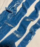 Hand Dyed Mountain Lake Blue Silk Velvet Ribbon ( 4 Widths to choose from)