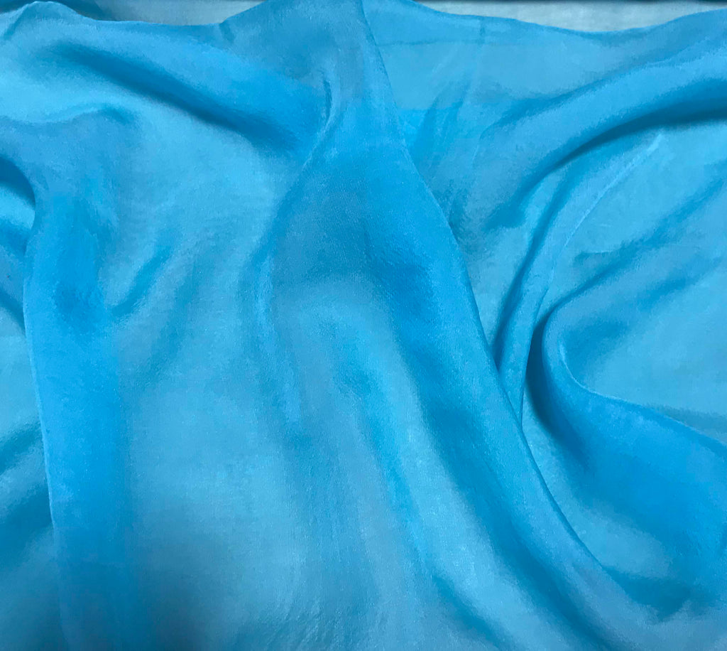 Turquoise Blue - Hand Dyed Soft Silk Organza