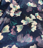 Midnight Magnolia Floral - Stretch Polyester Taffeta Fabric