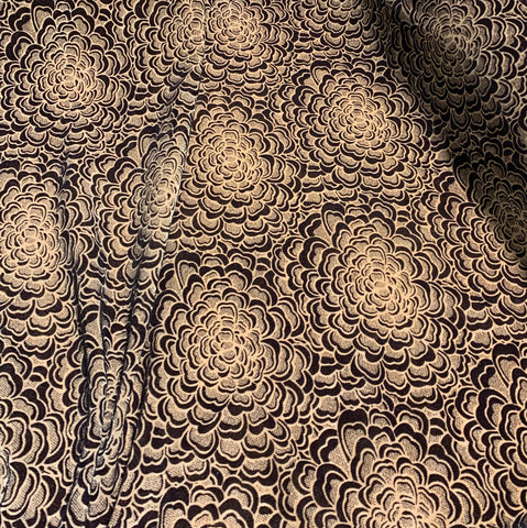 Brown Mums - Stretch Polyester Flocked Velvet Fabric