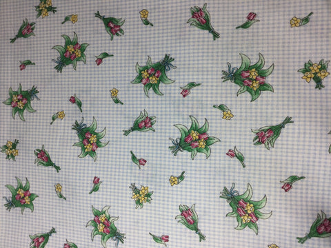 Flower Bouquet on Gingham - Marcus Brothers - Cotton Fabric