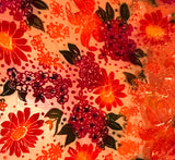Hand Dyed Bright Orange Floral - Burnout Silk Velvet Fabric