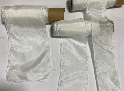 White 100% Silk Habotai Ribbon ( 4 Widths to choose from)