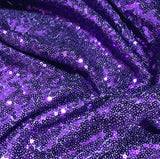 Violet Purple - Sequin Spangle Sewn on Mesh Fabric