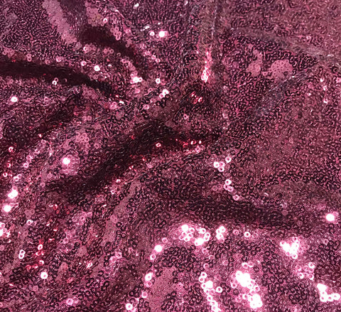 Burgundy Red - Sequin Spangle Sewn on Mesh Fabric