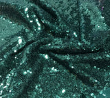 Hunter Green - Sequin Spangle Sewn on Mesh Fabric