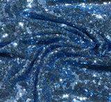 Sky Blue - Sequin Spangle Sewn on Mesh Fabric