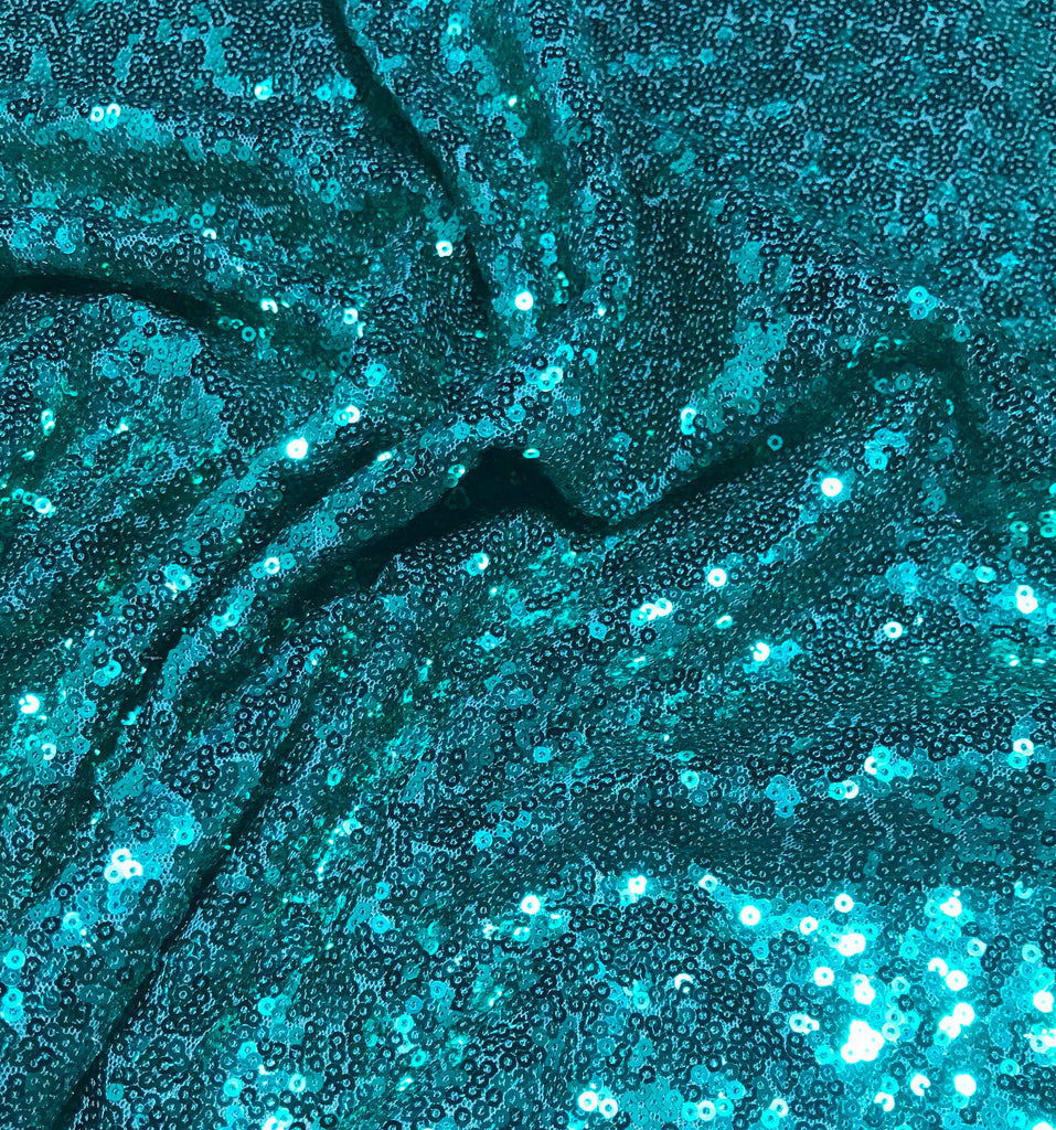 Emerald Green - Sequin Spangle Sewn on Mesh Fabric