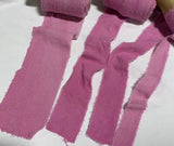 Hand Dyed Peony Pink 100% Silk Noil Ribbon ( 4 Widths to choose from)