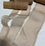 Golden Brown Hand Dyed 100% Silk Sheer Organza Ribbon ( 4 Widths to choose from)