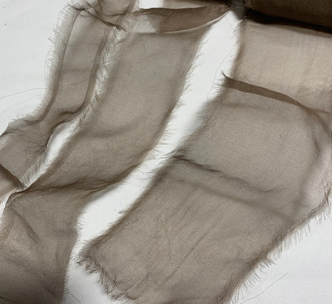 Taupe Hand Dyed 100% Silk Sheer Organza Ribbon ( 4 Widths to choose from)