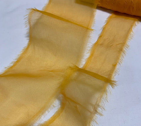 Golden Poppy Hand Dyed 100% Silk Sheer Organza Ribbon ( 4 Widths to choose from)