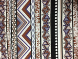 Purple & Brown Geometric Stripe - Rayon Challis Fabric