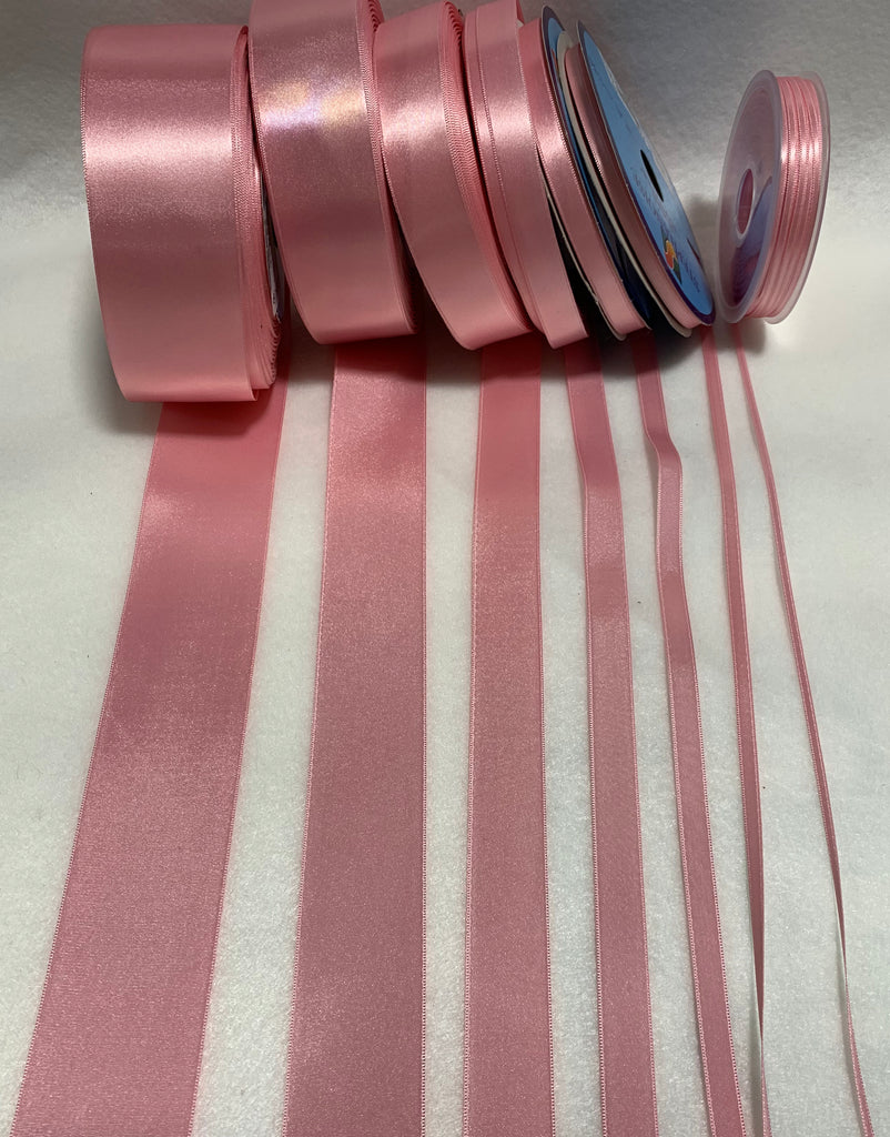 Pink Double Sided Satin Ribbon - Made in France (7 Widths to choose from)