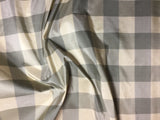Sage Green & Beige Check - Silk Taffeta Fabric