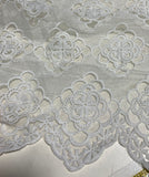 White Doily Lace Embroidered Organza Fabric