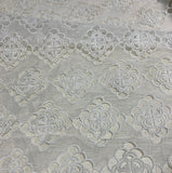 White Doily Lace Embroidered Organza Fabric