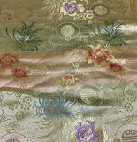 Gold Floral Medallions - Faux Silk Brocade Fabric
