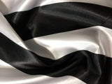 Black & White Wide Stripe - Faux Silk Charmeuse Satin Fabric