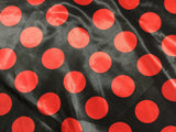 Red & Black Polka Dots - Faux Silk Charmeuse Satin Fabric