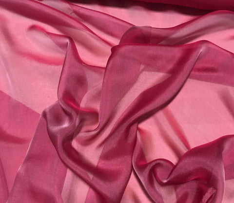 Hot Pink - Iridescent Silk Chiffon