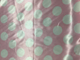 White on Pink Polka Dots - Faux Silk Charmeuse Satin Fabric