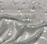 Burnout Devore Satin Fabric - White Wispy Floral