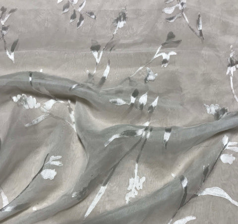 Burnout Devore Satin Fabric - White Wispy Floral – Prism Fabrics & Crafts