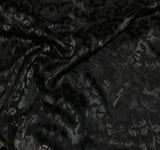 Burnout Devore Satin Fabric - Black Morning Glory Floral