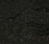 Burnout Devore Satin Fabric - Black Thin Leaves