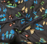 Blue with Butterflies - Silk Chiffon Fabric