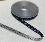 Reversible Polka Dot Jacquard Ribbon Trim Made in France 3/8" wide (7 Colors to choose from)