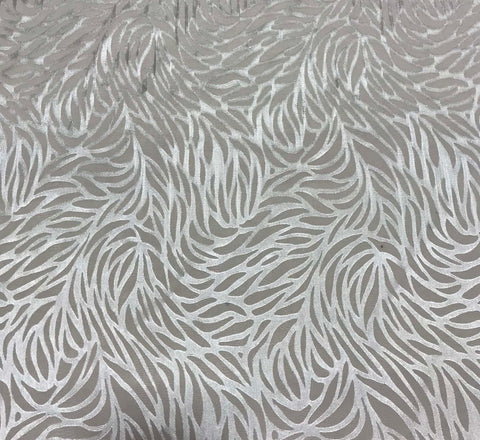 Burnout Devore Satin Fabric - White Seaweed