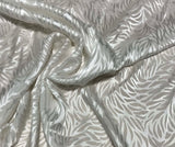 Burnout Devore Satin Fabric - White Seaweed